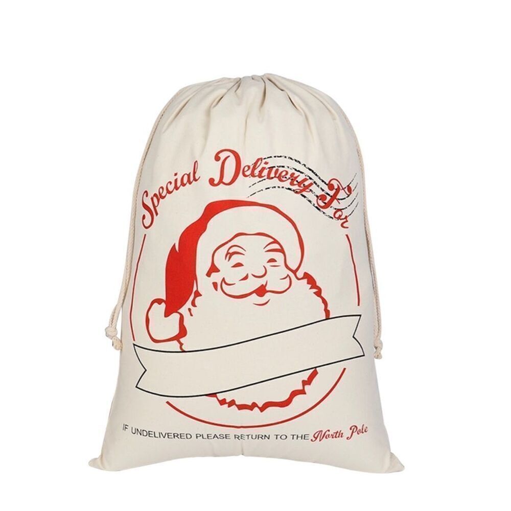New X Large Drawstring Canvas 28 x 20 Special Delivery Christmas Santa Sack